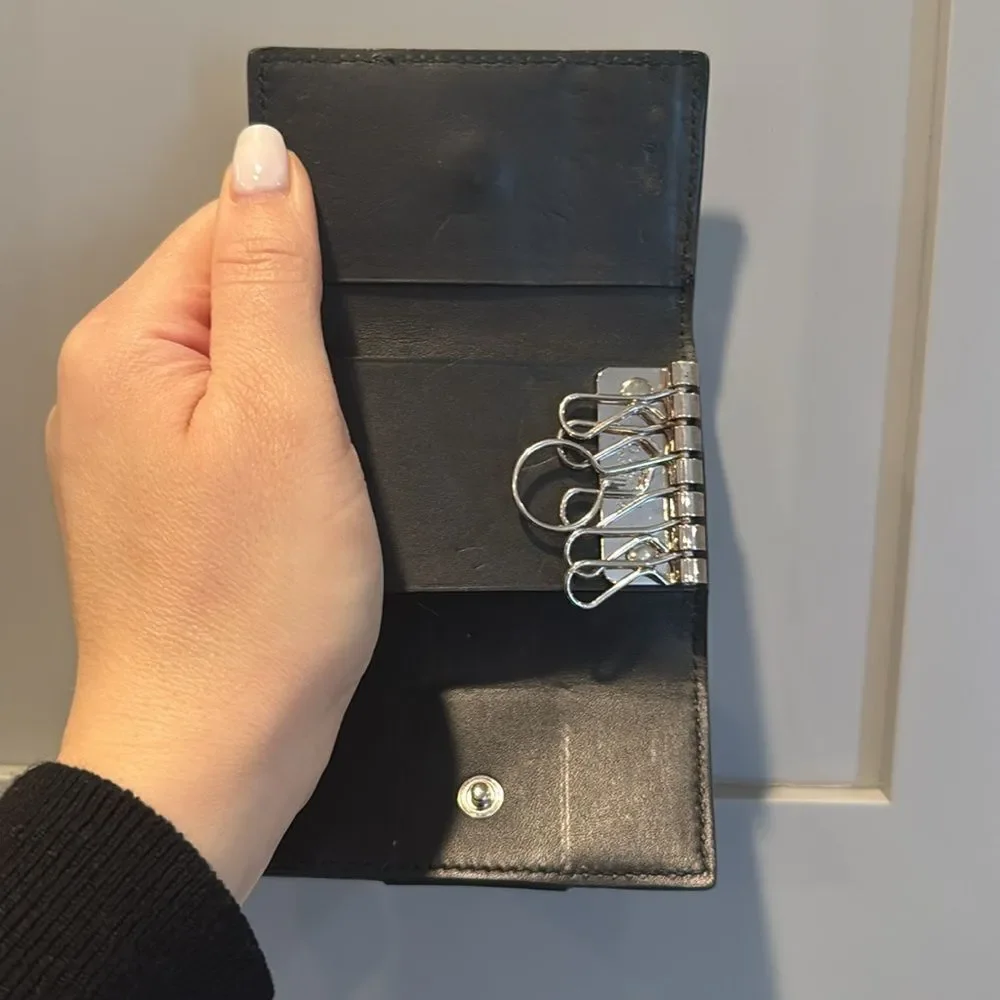 Gucci Brown and Black Key Card Holder with Signature Monogram